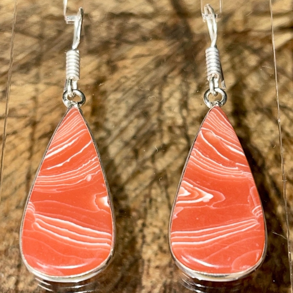 Rainbow Calsilica Earrings 1 7/8”